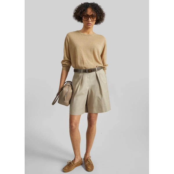 The Frankie Shop Veyra Adjustable Cuff Shorts – Beige, view 6