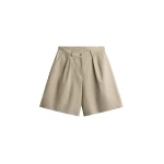 The Frankie Shop Veyra Adjustable Cuff Shorts - Beige - Oversized Minimalist Shorts in Beige - Shop at Coveti