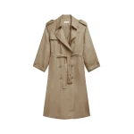 The Frankie Shop Veyron Silk Trench - Beige - Oversized Minimalist Coats in Beige - Shop at Coveti