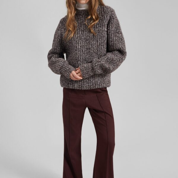 The Frankie Shop Vezia Chunky Knit Sweater - Brown Melange - Oversized Minimalist Knitwear in Beige - Shop at Coveti