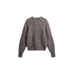 The Frankie Shop Vezia Chunky Knit Sweater - Brown Melange - Oversized Minimalist Knitwear in Beige - Shop at Coveti