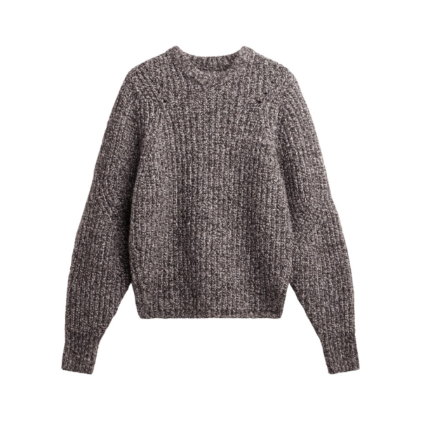 The Frankie Shop Vezia Chunky Knit Sweater - Brown Melange - Oversized Minimalist Knitwear in Beige - Shop at Coveti