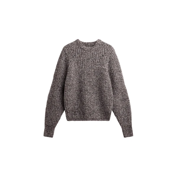 The Frankie Shop Vezia Chunky Knit Sweater - Brown Melange - Oversized Minimalist Knitwear in Beige - Shop at Coveti