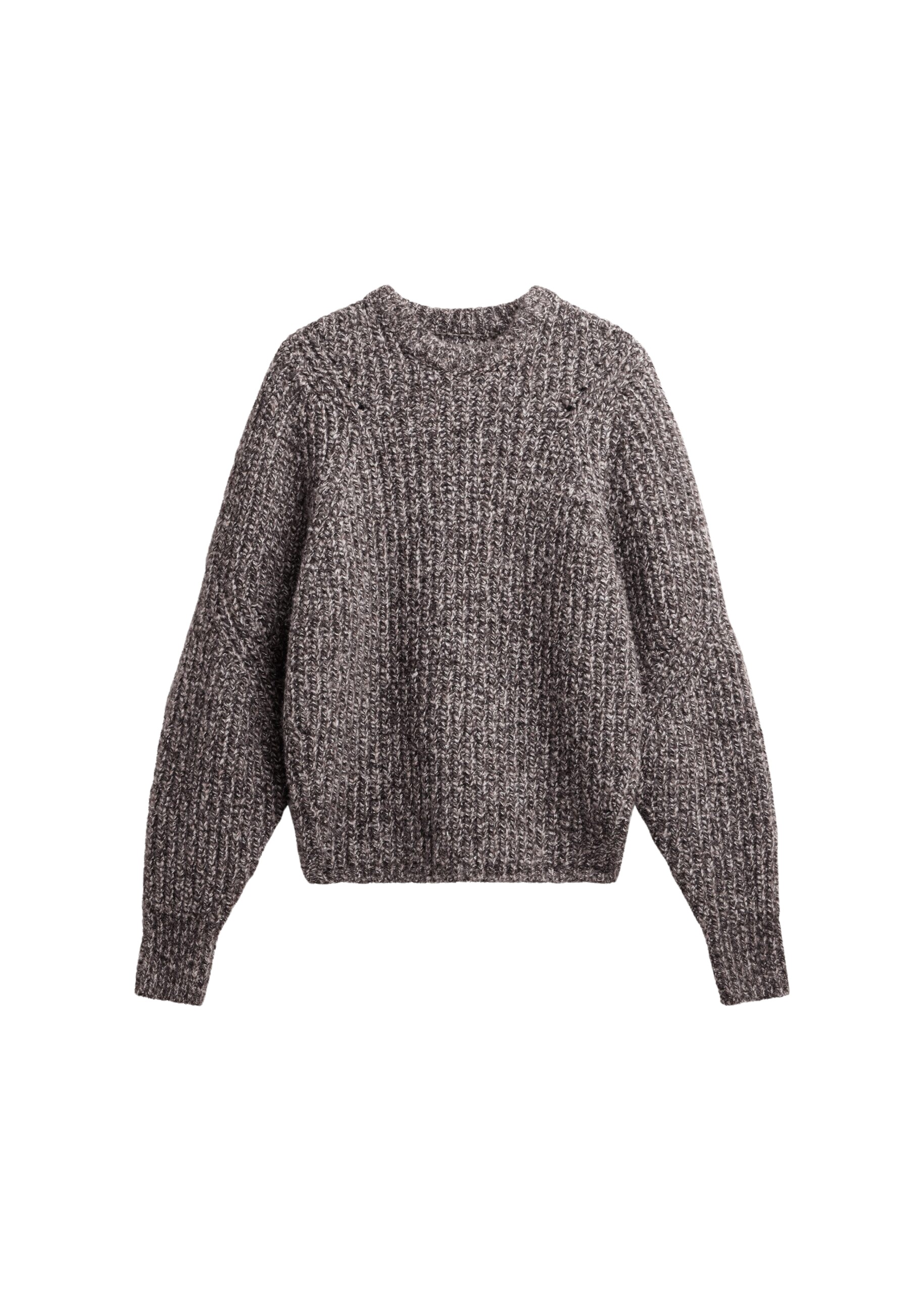 The Frankie Shop Vezia Chunky Knit Sweater - Brown Melange - Oversized Minimalist Knitwear in Beige - Shop at Coveti