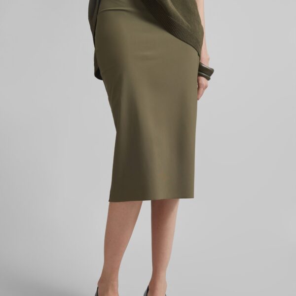 The Frankie Shop Viera Midi Skirt - Khaki - Oversized Minimalist Skirts in Green - Shop at Coveti