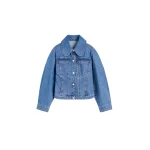 The Frankie Shop Villies Jacket - Mid Denim Blue - Oversized Minimalist Jackets in Blue - Shop at Coveti
