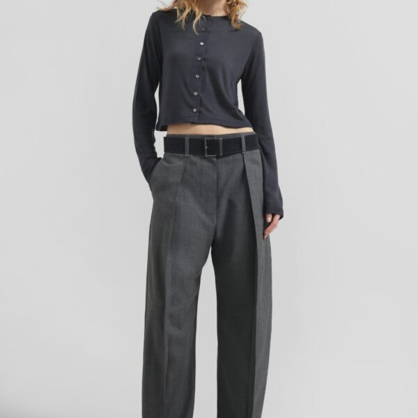 The Frankie Shop Vinni Thin Wool Cardigan - Navy - Oversized Minimalist Knitwear in Blue - Shop at Coveti