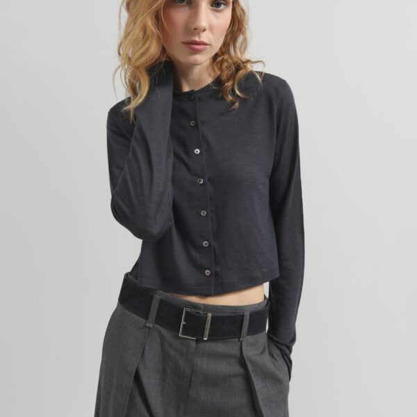 The Frankie Shop Vinni Thin Wool Cardigan - Navy - Oversized Minimalist Knitwear in Blue - Shop at Coveti