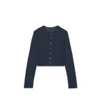 The Frankie Shop Vinni Thin Wool Cardigan - Navy - Oversized Minimalist Knitwear in Blue - Shop at Coveti