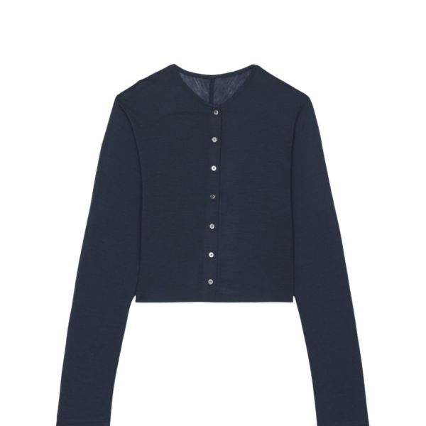 The Frankie Shop Vinni Thin Wool Cardigan - Navy - Oversized Minimalist Knitwear in Blue - Shop at Coveti