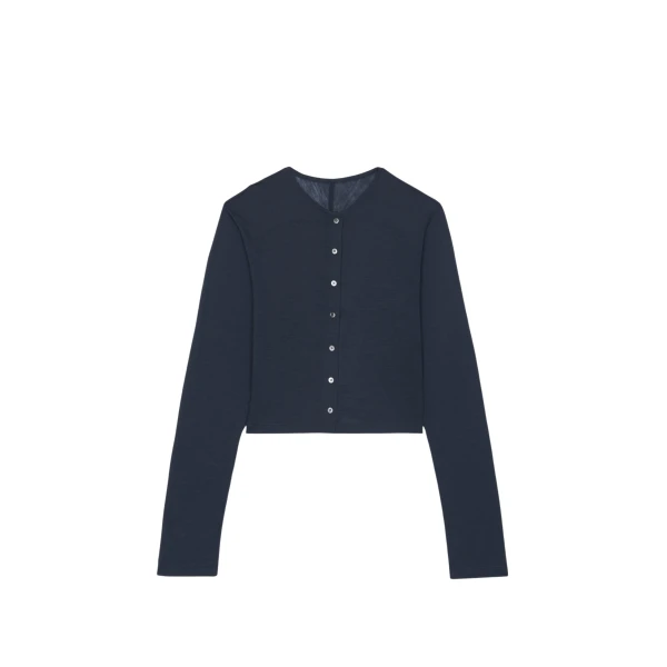 The Frankie Shop Vinni Thin Wool Cardigan - Navy - Oversized Minimalist Knitwear in Blue - Shop at Coveti
