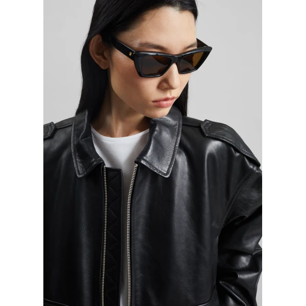 The Frankie Shop Viper Leather Jacket – Black, view 5