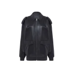 The Frankie Shop Viper Leather Jacket - Black - Oversized Minimalist Jackets in Black - Shop at Coveti