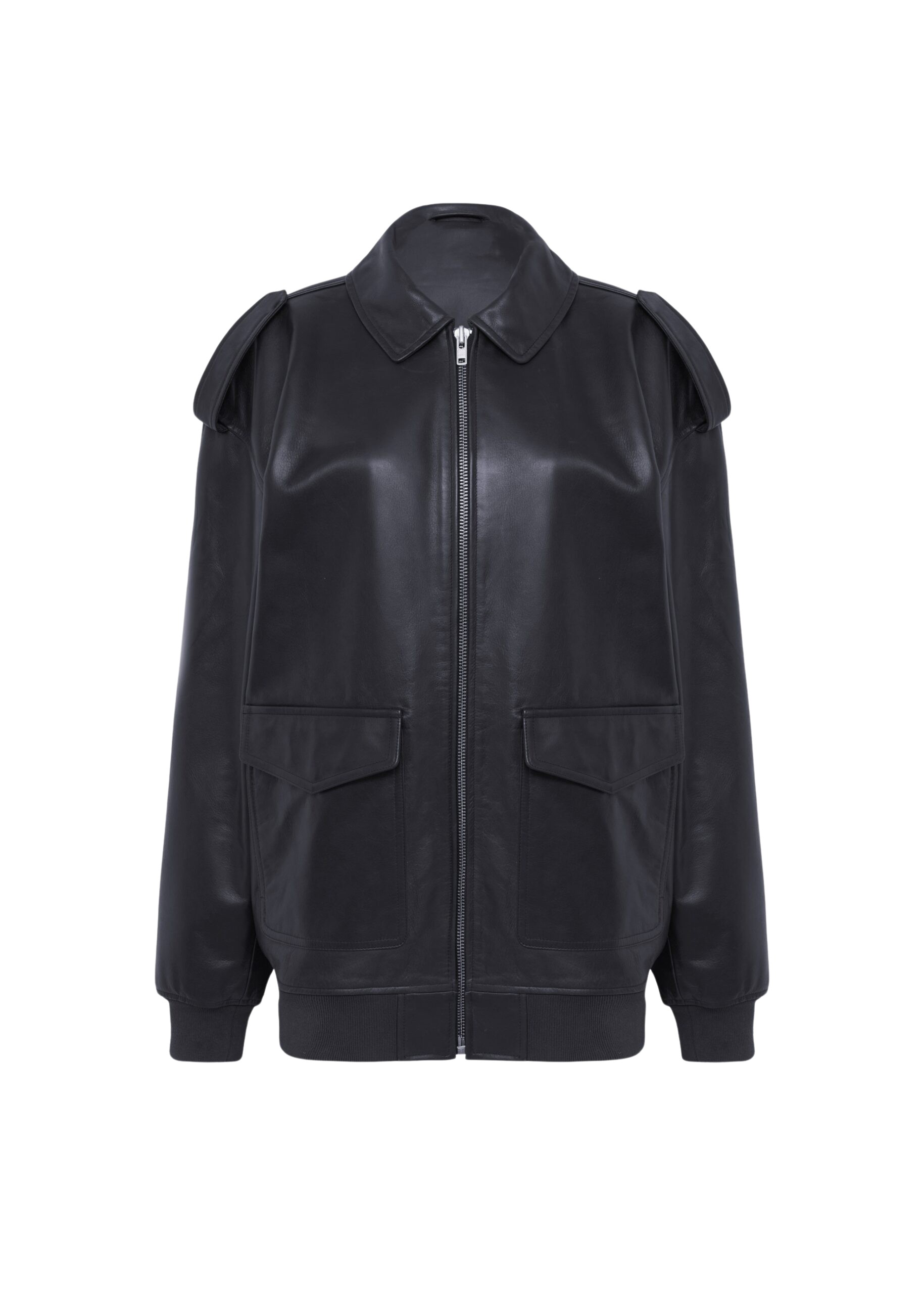 The Frankie Shop Viper Leather Jacket – Black