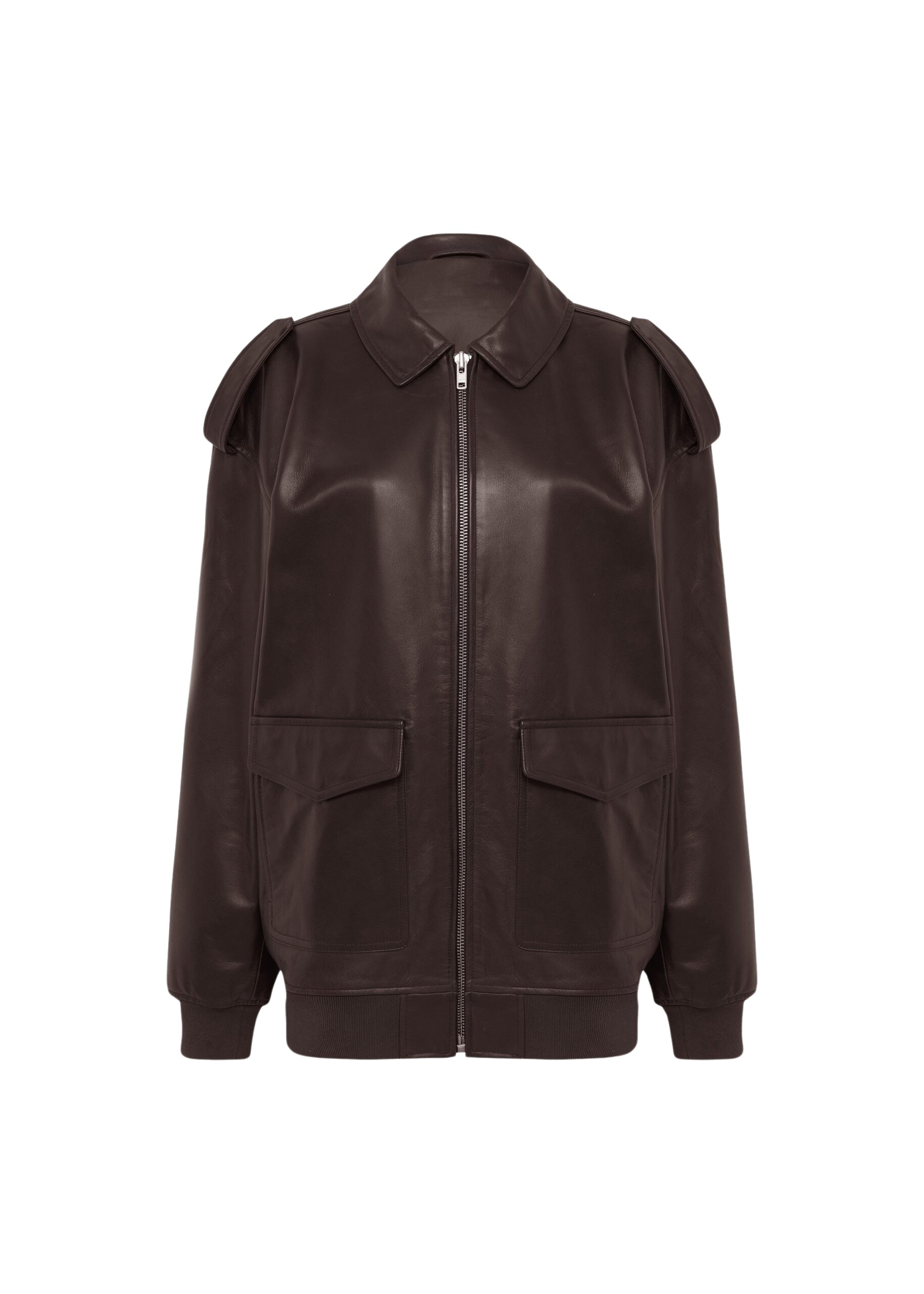 The Frankie Shop Viper Leather Jacket – Brown