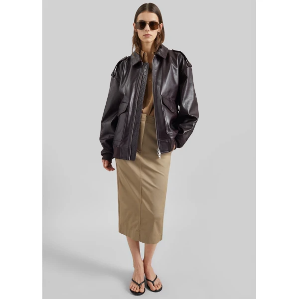 The Frankie Shop Viper Leather Jacket – Dark Plum, view 6