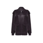 The Frankie Shop Viper Leather Jacket - Dark Plum - Oversized Minimalist Jackets in Purple - Shop at Coveti
