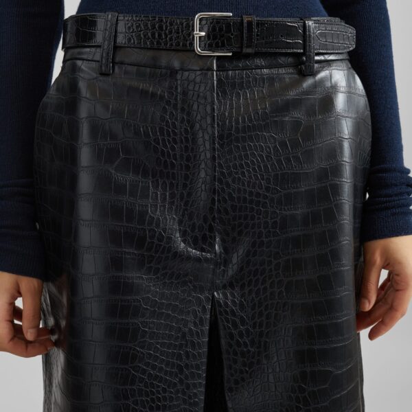 The Frankie Shop Vivonne Croc Faux Leather Culottes - Black - Oversized Minimalist Shorts in Black - Shop at Coveti