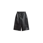 The Frankie Shop Vivonne Croc Faux Leather Culottes - Black - Oversized Minimalist Shorts in Black - Shop at Coveti