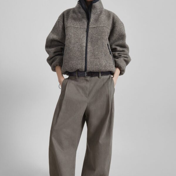 The Frankie Shop Vora Barrel Leg Pants - Grey - Oversized Minimalist Pants in Grey - Shop at Coveti