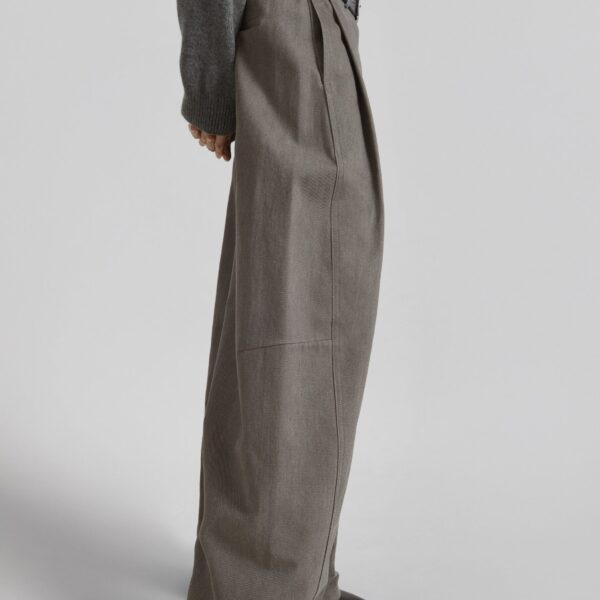 The Frankie Shop Vora Barrel Leg Pants - Grey - Oversized Minimalist Pants in Grey - Shop at Coveti