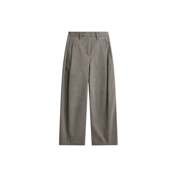 The Frankie Shop Vora Barrel Leg Pants - Grey - Oversized Minimalist Pants in Grey - Shop at Coveti