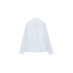 The Frankie Shop Vranor Light Sheer Shirt - Light Blue/Black Stripe - Oversized Minimalist Tops in Multicolour - Shop at Coveti