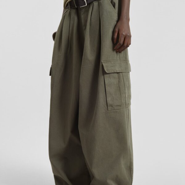 The Frankie Shop Wandle Cargo Pants - Khaki - Oversized Minimalist Pants in Green - Shop at Coveti