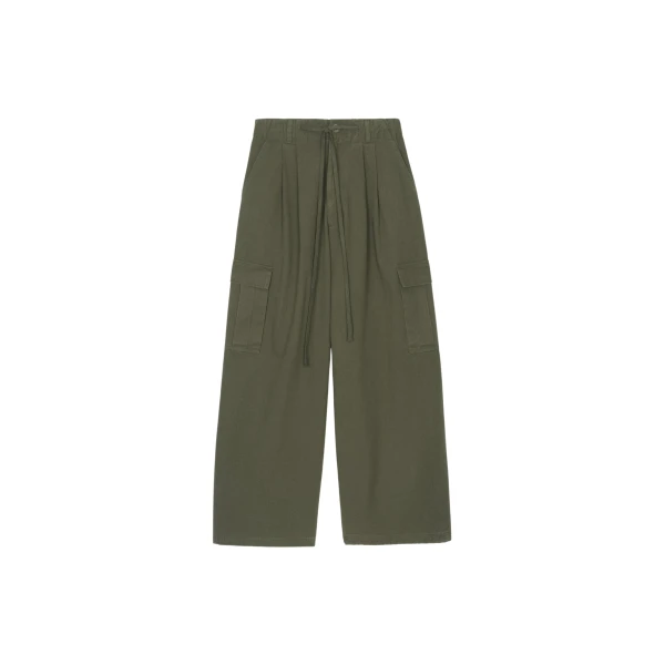 The Frankie Shop Wandle Cargo Pants - Khaki - Oversized Minimalist Pants in Green - Shop at Coveti