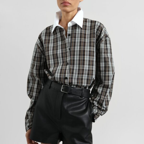 The Frankie Shop Weska Plaid Shirt - Multicolor - Oversized Minimalist Tops in Multicolour - Shop at Coveti