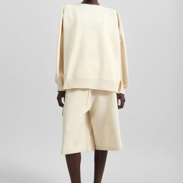 The Frankie Shop Wesra Knit Sweatshirt - Ecru - Oversized Minimalist Tops in Ivory - Shop at Coveti
