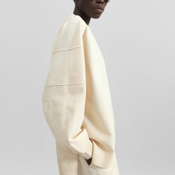 The Frankie Shop Wesra Knit Sweatshirt - Ecru - Oversized Minimalist Tops in Ivory - Shop at Coveti