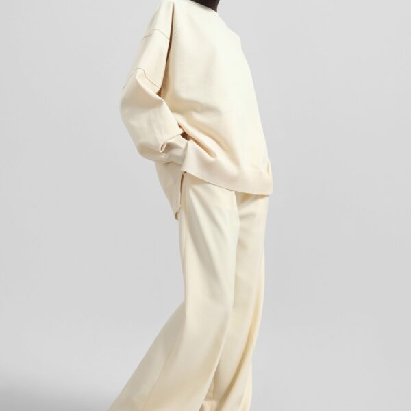 The Frankie Shop Wesra Knit Sweatshirt - Ecru - Oversized Minimalist Tops in Ivory - Shop at Coveti