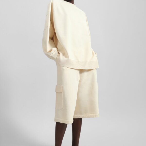 The Frankie Shop Wesra Knit Sweatshirt - Ecru - Oversized Minimalist Tops in Ivory - Shop at Coveti