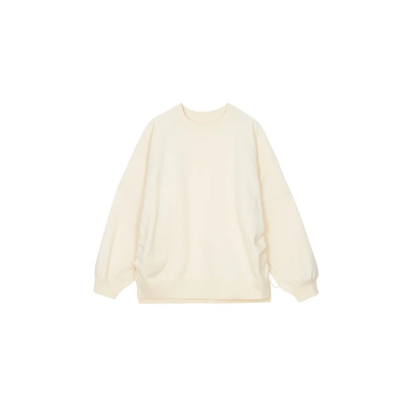 The Frankie Shop Wesra Knit Sweatshirt - Ecru - Oversized Minimalist Tops in Ivory - Shop at Coveti