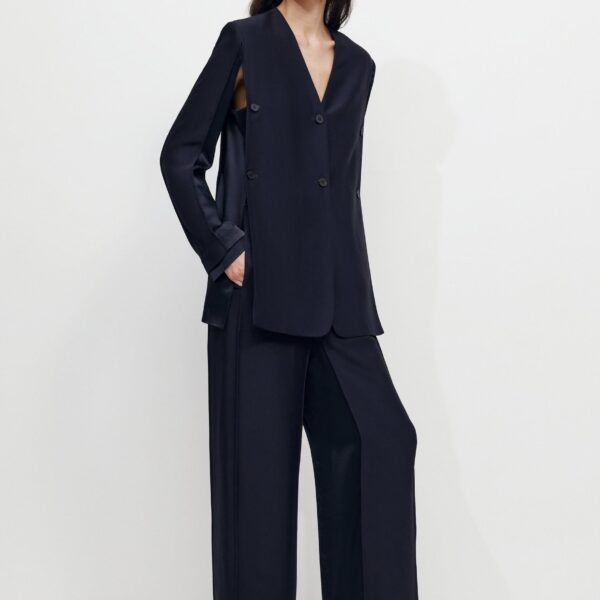 The Frankie Shop Wide Leg Culottes - Dark Ink Navy - Oversized Minimalist Pants in Black - Shop at Coveti