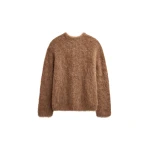 The Frankie Shop Willy Alpaca Knit Sweater - Dark Taupe - Oversized Minimalist Knitwear in Beige - Shop at Coveti
