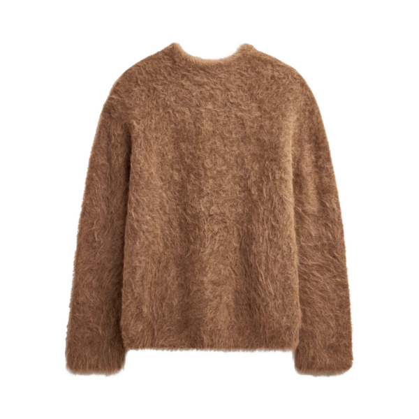 The Frankie Shop Willy Alpaca Knit Sweater - Dark Taupe - Oversized Minimalist Knitwear in Beige - Shop at Coveti