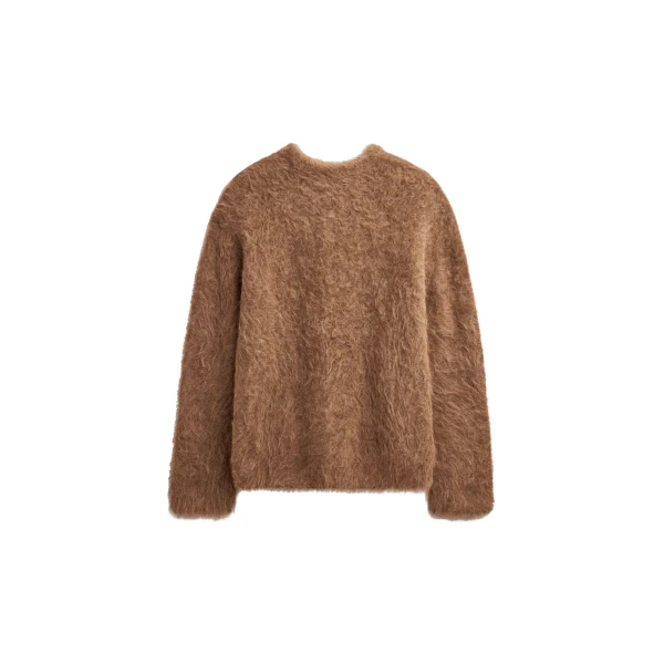 The Frankie Shop Willy Alpaca Knit Sweater - Dark Taupe - Oversized Minimalist Knitwear in Beige - Shop at Coveti