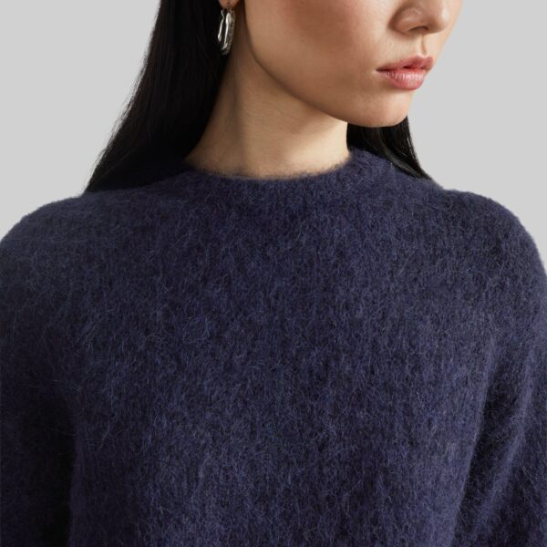 The Frankie Shop Willy Alpaca Knit Sweater - Navy - Oversized Minimalist Knitwear in Blue - Shop at Coveti