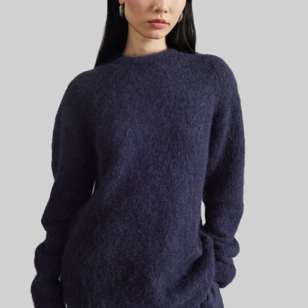 The Frankie Shop Willy Alpaca Knit Sweater - Navy - Oversized Minimalist Knitwear in Blue - Shop at Coveti