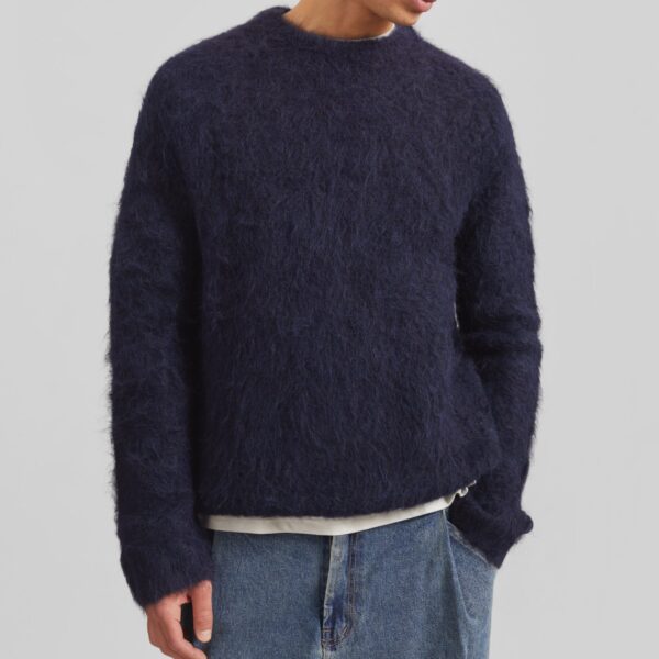 The Frankie Shop Willy Alpaca Knit Sweater - Navy - Oversized Minimalist Knitwear in Blue - Shop at Coveti