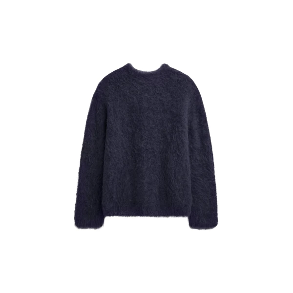 The Frankie Shop Willy Alpaca Knit Sweater - Navy - Oversized Minimalist Knitwear in Blue - Shop at Coveti