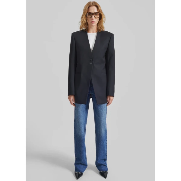 The Frankie Shop Winsen Collarless Blazer – Black, view 3