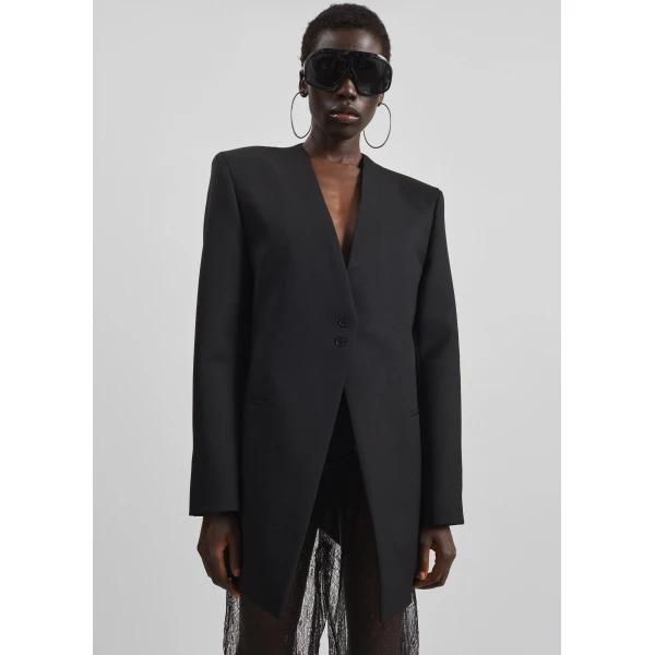The Frankie Shop Winsen Collarless Blazer – Black, view 4