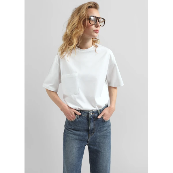 The Frankie Shop Yuri Boxy Super Soft Tee – White Top, view 2