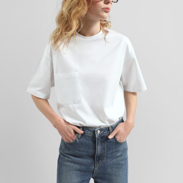 The Frankie Shop Yuri Boxy Super Soft Tee - White - Oversized Minimalist Tops in White - Shop at Coveti