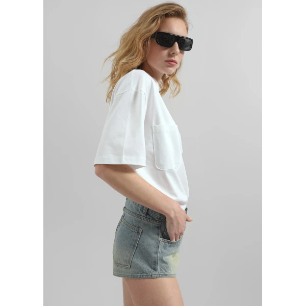 The Frankie Shop Yuri Boxy Super Soft Tee – White Top, view 4