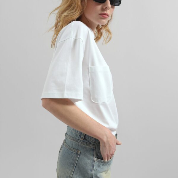 The Frankie Shop Yuri Boxy Super Soft Tee - White - Oversized Minimalist Tops in White - Shop at Coveti