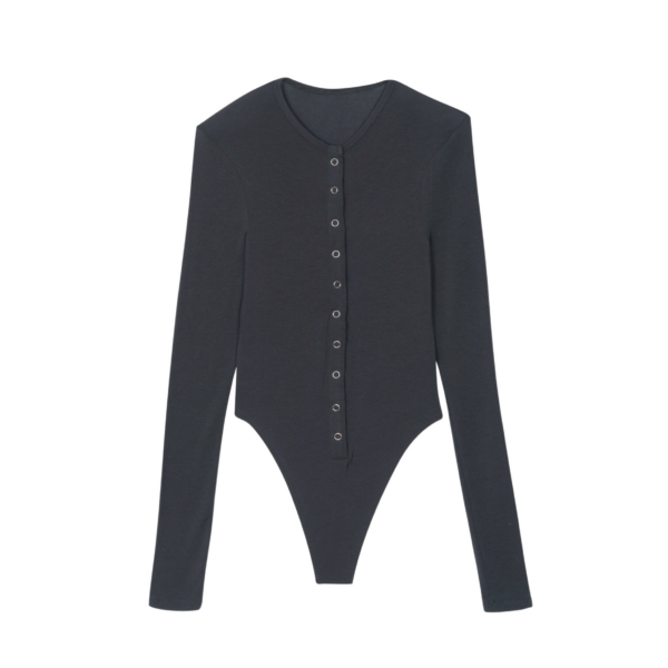The Frankie Shop Zadie Bodysuit - Charcoal - Oversized Minimalist Bikini in Grey - Shop at Coveti